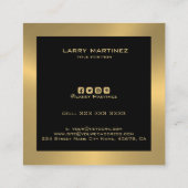 Carte De Visite Carré Bordure Or moderne en noir (Dos)
