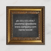 Carte De Visite Carré Bordure Ornat Or | Texture noire (Dos)