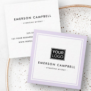 Carte De Visite Carré Bordure violet logo personnalisé élégant minimalis