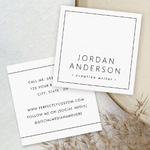 Carte De Visite Carré Bordures minces modernes blanches ou de toute coul