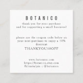 Carte De Visite Carré Botanique Blanc Gris Floral Merci moderne (Dos)