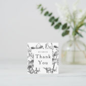 Carte De Visite Carré Botanique Blanc Gris Floral Merci moderne (Debout devant)