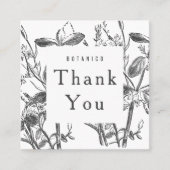 Carte De Visite Carré Botanique Blanc Gris Floral Merci moderne (Devant)