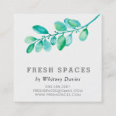 Carte De Visite Carré BOTANIQUE BRANCHE EN LEAFY simple élégant vert san (Devant)