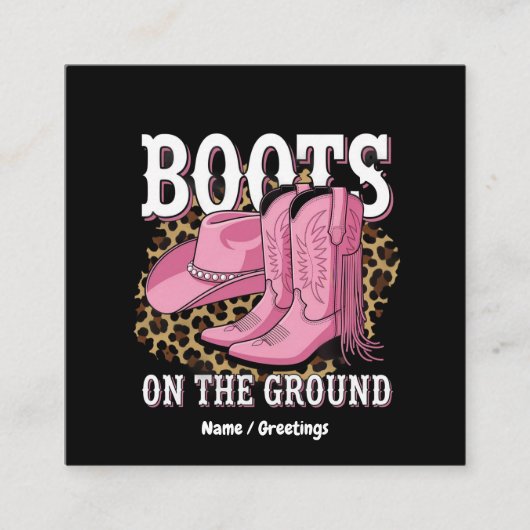 Carte De Visite Carré Bottes sur le terrain Western Cowgirl Linedance (Devant)