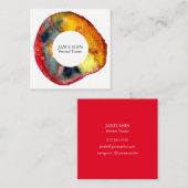 Carte De Visite Carré Boucle d'aquarelle rouge texturée (Devant / Derrière)