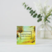 Carte De Visite Carré Boucles et éclaboussures Aquarelle couleur Abstrai (Debout devant)