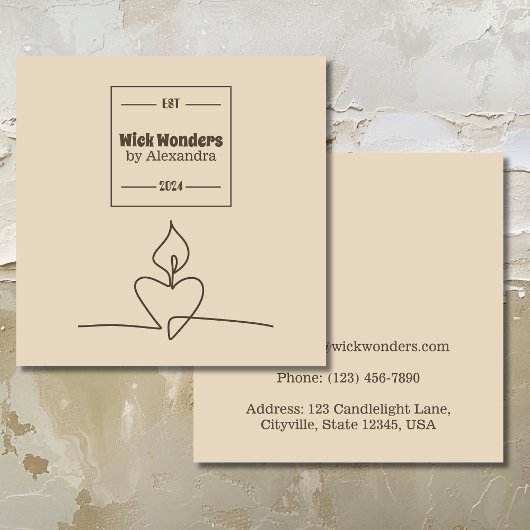 Carte De Visite Carré Bougie d'apothecaire classique minimale