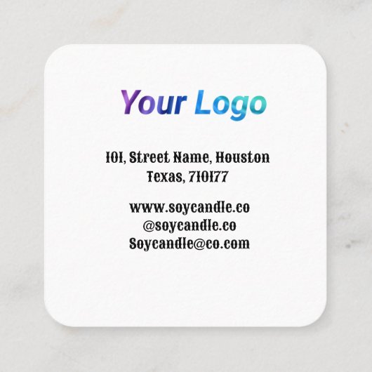 Carte De Visite Carré Bougie entreprise ajouter nom société site interne (Dos)