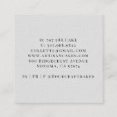 Carte De Visite Carré Boulangerie à aquarelle Chef Baker Outils (Dos)