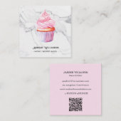 Carte De Visite Carré Boulangerie Cupcake | Baker Chef Marbre OU Code (Devant / Derrière)