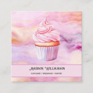Carte De Visite Carré Boulangerie Cupcake   Traiteur Chef Boulanger Code