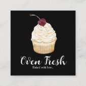 Carte De Visite Carré Boulangerie de cupcake noir blanc (Devant)