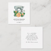 Carte De Visite Carré Boulangerie de mélange d'aquarelle florale Baker (Devant / Derrière)