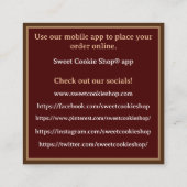 Carte De Visite Carré Boulangerie Magasin Baker Cookie (Dos)