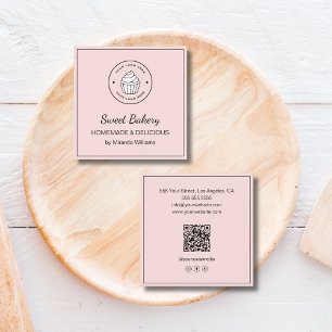 Carte De Visite Carré Boulangerie Moderne Logo Personnalisé QR Réseaux S