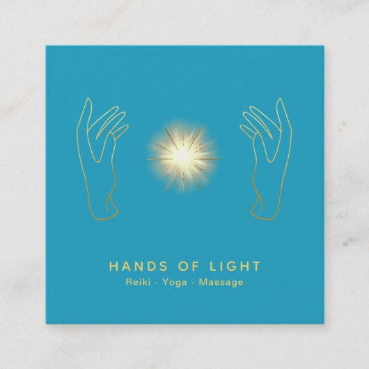 Carte De Visite Carré Boule de mains curative d'énergie de *~* Reiki (Devant)