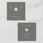 Carte De Visite Carré Boule de mains curative d'énergie de *~* Reiki (Devant / Derrière)