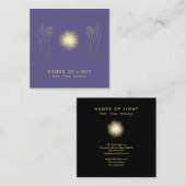 Carte De Visite Carré Boule de mains curative d'énergie de *~* Reiki (Devant / Derrière)