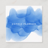 Carte De Visite Carré Boulot d'aquarelle bleu Cobalt (Devant)
