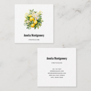 Carte De Visite Carré Bouquet de citron aux fleurs blanches