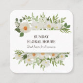 Carte De Visite Carré Bouquet de feuillage de fleurs Feminine (Devant)