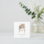 Carte De Visite Carré Bouquet de fleurs Boho et Dreamcatcher (Debout devant)