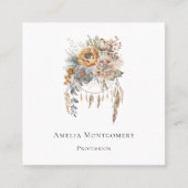 Carte De Visite Carré Bouquet de fleurs Boho et Dreamcatcher (Devant)