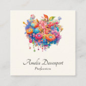 Carte De Visite Carré Bouquet de fleurs d'été Whimsical Boho (Devant)
