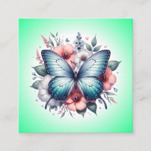 Carte De Visite Carré Bouquet de fleurs papillon vibrant Art-96283
