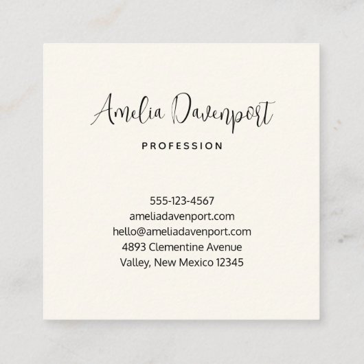 Carte De Visite Carré Bouquet de fleurs rose et bleu élégant (Dos)