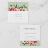Carte De Visite Carré Bouquet de la frontière de fleurs Boho (Devant / Derrière)