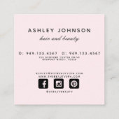 Carte De Visite Carré Bouquet floral BLUSH PINK & NAVY (Dos)