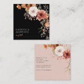 Carte De Visite Carré Bouquet Floral Boho Watercolor (Devant / Derrière)