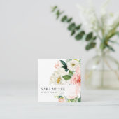 Carte De Visite Carré Bouquet floral rose et blanc (Debout devant)