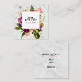 Carte De Visite Carré Bouquet floral rose et blanc moderne (Devant / Derrière)