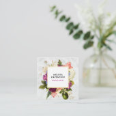 Carte De Visite Carré Bouquet floral rose et blanc moderne (Debout devant)
