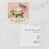 Carte De Visite Carré Bouquet rose et rose blanche (Devant / Derrière)