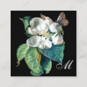 CARTE DE VISITE CARRÉ BOUTEILLE SUR LA FLEURS BLANCHES, MONOGRAMME FLORA (Dos)