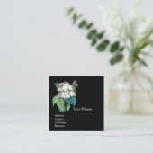 CARTE DE VISITE CARRÉ BOUTEILLE SUR LA FLEURS BLANCHES, MONOGRAMME FLORA (Debout devant)