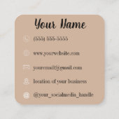 Carte De Visite Carré Bouteilles Boho | Fleurs | Esthétique (Dos)