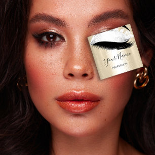 Carte De Visite Carré Boutique Argent. Extension de cils gris or