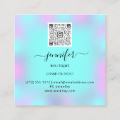Carte De Visite Carré Boutique Beauté Boutique Turqoise Bleu QR Code (Dos)