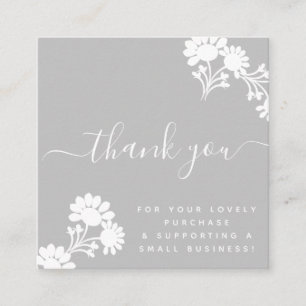 Carte De Visite Carré Boutique Beauté Merci Logo Script Gris