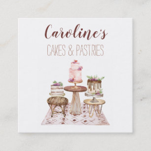 Carte De Visite Carré Boutique De Boulangerie Boho, Cupcakes Et Pâtisser