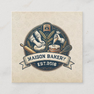 Carte De Visite Carré Boutique de Boulangerie Rurale Pâtisserie Dessert 