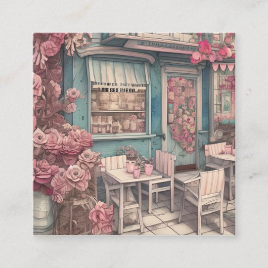 Carte De Visite Carré Boutique De Café Chic Cute Shabby (Devant)