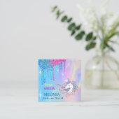 Carte De Visite Carré Boutique de licorne personnalisée | Paillettes mag (Debout devant)