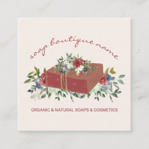 Carte De Visite Carré Boutique de savon en terre cuite rose verte tradit