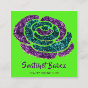 Carte De Visite Carré Boutique en ligne Mode vert pourpre Code QR Logo